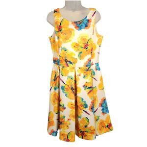 Rafaella Dress Womens Size 8 Floral Sleeveless Pleated Pockets